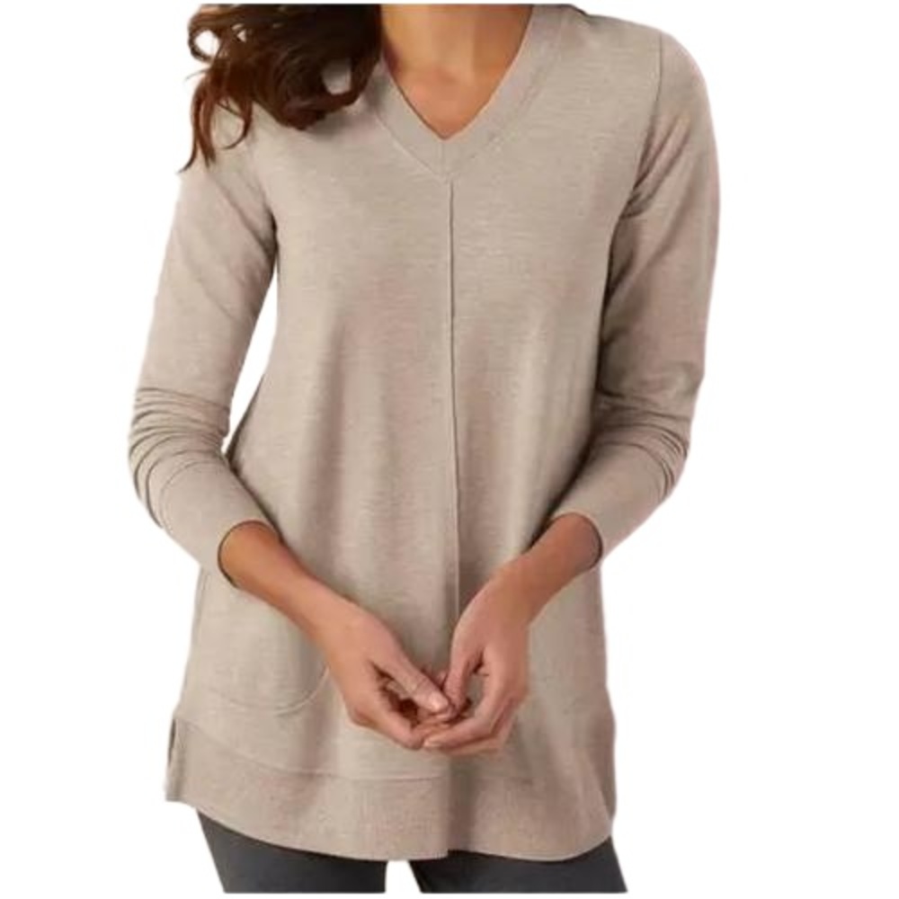 Soft Surroundings Womens Beige Long Sleeve V-Neck Pullover Viscose Sweater XS